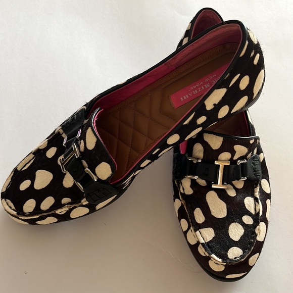 Isaac Mizrahi leather cow hair flat loafers - Picture 2 of 4